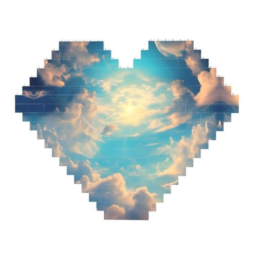 Wolkiger Himmel Druck Baustein Block Puzzle - Herzförmige Bildpuzzles Holzbild Puzzle von ZhRiYan