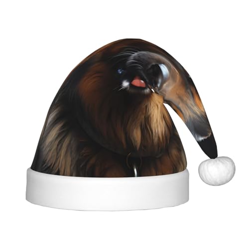 ZhRiYan Deutscher Schäferhund Classic Santa Xmas New Year Party Kopfbedeckung - Warme Urlaubsmütze - Perfekte Kopfbedeckung für Weihnachten, Halloween von ZhRiYan