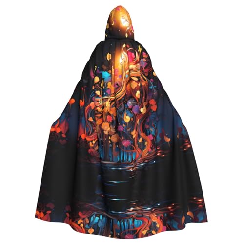 ZhRiYan Farbenfroher Kapuzenumhang mit Musiknoten – ideal für Cosplay, Weihnachten, Halloween und Osterpartys – Stil für jede Bühne oder Maskerade von ZhRiYan