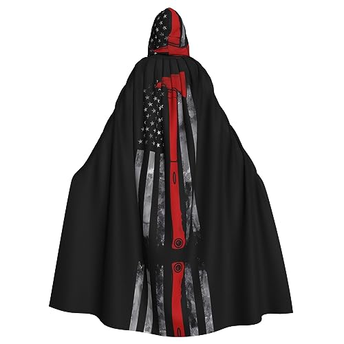 ZhRiYan Feuerwehrmann Axt Red Line Flag Kapuzenumhang – ideal für Cosplay, Weihnachten, Halloween und Osterpartys – Stil für jede Bühne oder Maskerade von ZhRiYan