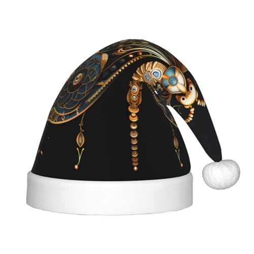 ZhRiYan Goldene zarte Libelle auf schwarzem Hintergrund, klassische Weihnachtsmann-Weihnachtsmann-Weihnachtsmann-Neujahrsparty-Kopfbedeckung, warmer Urlaubshut, perfekte Kopfschmuck für Weihnachten von ZhRiYan