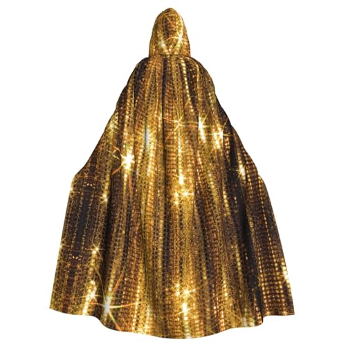 ZhRiYan Goldener Pailletten-Umhang mit Kapuze – ideal für Cosplay, Weihnachten, Halloween und Osterpartys – Stil für jede Bühne oder Maskerade von ZhRiYan