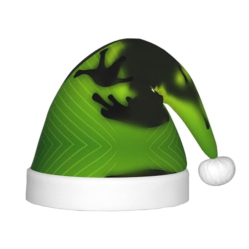ZhRiYan Grüner Frosch Schatten Klassische Weihnachtsmann Weihnachten Neujahr Party Kopfbedeckung - Warme Urlaubsmütze - Perfekte Kopfbedeckung für Weihnachten, Halloween von ZhRiYan