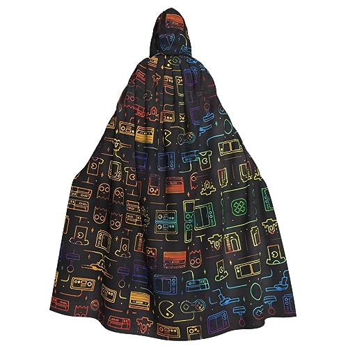 ZhRiYan Kapuzenumhang mit Spiel-Videospiel-Muster – ideal für Cosplay, Weihnachten, Halloween und Osterpartys – Stil für jede Bühne oder Maskerade von ZhRiYan