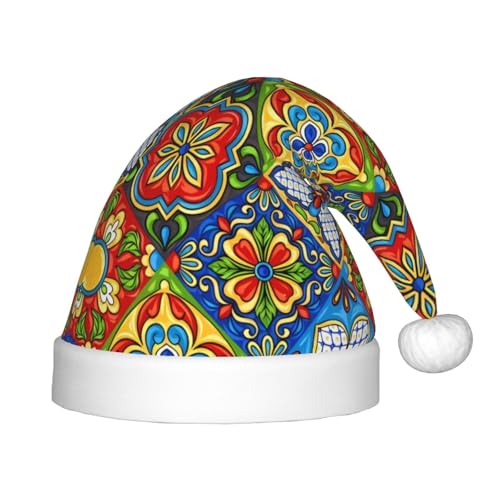 ZhRiYan Mexikanische Keramikfliese, klassische Weihnachtsmann-Kopfbedeckung, Weihnachtsmann, Neujahr, Party, warme Feiertagsmütze, perfekte Kopfbedeckung für Weihnachten, Halloween von ZhRiYan