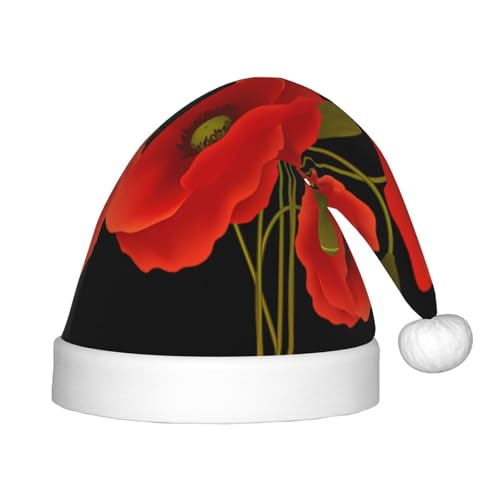 ZhRiYan Mohnblumen, klassische Weihnachtsmann-Kopfbedeckung, Weihnachtsmann, Neujahr, Party, warme Feiertagsmütze, perfekte Kopfbedeckung für Weihnachten, Halloween von ZhRiYan