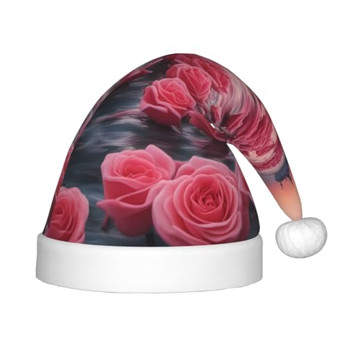 ZhRiYan Rosen am Meer Klassische Weihnachtsmann-Kopfbedeckung für Weihnachten, Neujahr, Party, warme Feiertagsmütze, perfekte Kopfbedeckung für Weihnachten, Halloween von ZhRiYan