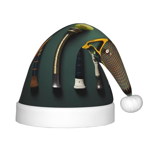 ZhRiYan Tennisbälle und Schläger Klassische Weihnachtsmann-Kopfbedeckung für Weihnachten, Neujahr, Party, warme Feiertagsmütze, perfekte Kopfbedeckung für Weihnachten, Halloween von ZhRiYan