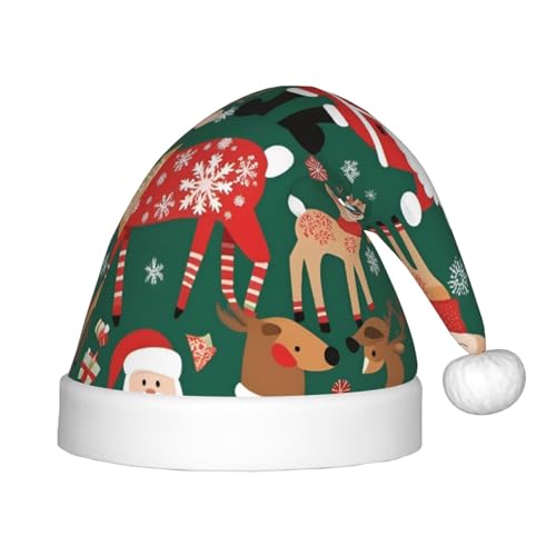 ZhRiYan Weihnachtsmann und Weihnachtshirsch Klassische Weihnachtsmann-Weihnachtsmann-Weihnachtsmann-Neujahrsparty-Kopfbedeckung – warme Urlaubsmütze – perfekte Kopfbedeckung für Weihnachten, Halloween von ZhRiYan