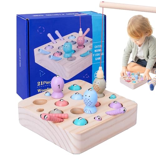 Zhadyu Magnetisches Angelspiel | Magnetisches Holzspielzeug zum Angeln,Lernspielzeug ab 2 Jahre mit Interaktiven Aktivitäten für Mädchen & Geburtstag Weihnachten Kindergarten Zuhause von Zhadyu