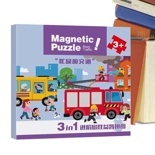 Zhadyu Magnetpuzzle,Reisespielzeug für Kleinkinder Puzzles - Kleinkinderspiele für Lernen Bildung und Entwicklung - für Mädchen Kinder Alter 2-6 Kindergarten Vorschule Auto- und Flugreise von Zhadyu