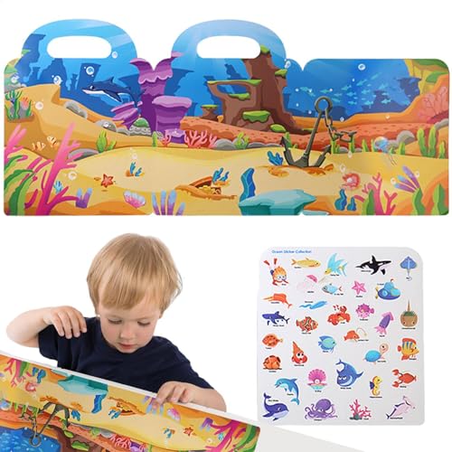 Zhadyu Wiederverwendbares Aufkleberbücher Spielzeug, ruhiges Aufkleberbuch,Tragbares wasserdichtes, rastbares ruhiges Puzzle - Faltbare Frühschullernwerkzeug für Alter 3+ mit dem Griff für Kinder im Zhadyu Wiederverwendbares Aufkleberbücher Spielzeug, ruhiges Aufkleberbuch,Tragbares wasserdichtes, rastbares ruhiges Puzzle - Faltbare Frühschullernwerkzeug für Alter 3+ mit dem Griff für Kinder im von Zhadyu
