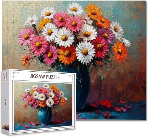 Puzzle 1000 Teile Farbige Blumen Puzzle Erwachsene Panorama Klassische Schwerpuzzle PäDagogisches Spiel Herausforderung Impossible Kunstpuzzle, Compact Box Mit Poster Geschenke für Frauen/MäNner A-7 von Zhagynob