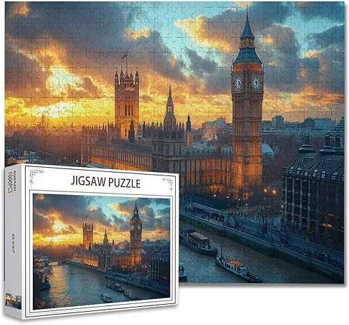 Puzzle 1000 Teile London Puzzle Erwachsene Groß Panorama, Klassische Schwerpuzzle PäDagogisches Spiel Herausforderung Impossible Kunstpuzzle, Compact Box Mit Poster Geschenke für Frauen/MäNner M-5 von Zhagynob