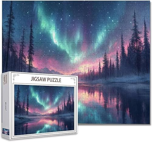 Puzzle 1000 Teile Nordlicht Puzzle Erwachsene Groß Panorama, Klassische Schwerpuzzle PäDagogisches Spiel Herausforderung Impossible Kunstpuzzle, Compact Box Mit Poster Geschenke für Frauen/MäNner K-9 von Zhagynob