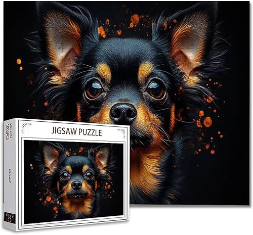 Puzzle 1000 Teile Tier Hund Puzzle Erwachsene Groß Panorama, Klassische Schwerpuzzle PäDagogisches Spiel Herausforderung Impossible Kunstpuzzle, Compact Box Mit Poster Geschenke für Frauen/MäNner B-0 von Zhagynob