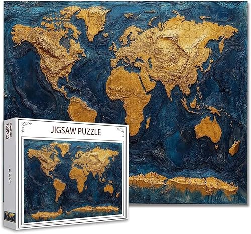 Puzzle 1000 Teile Weltkarte Puzzle Erwachsene Groß Panorama, Klassische Schwerpuzzle PäDagogisches Spiel Herausforderung Impossible Kunstpuzzle, Compact Box Mit Poster Geschenke für Frauen/MäNner A-5 von Zhagynob