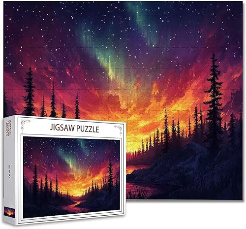 Puzzle 2000 Teile Nordlicht DIY Klassische Puzzle Erwachsene Holzpuzzle EIN Herausforderndes RäTsel Trainieren Gehirn Denken Compact Box Mit Poster, Puzzlespiele Die Ganze Familie 70.5X99.5cm U-4 von Zhagynob
