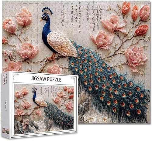 Puzzle 2000 Teile Pfau Klassische Puzzle Erwachsene Holzpuzzle EIN Herausforderndes RäTsel Denken Trainieren Gehirn Stimulieren Compact Box Mit Poster, Puzzlespiele Die Ganze Familie 70.5X99.5cm U-7 von Zhagynob