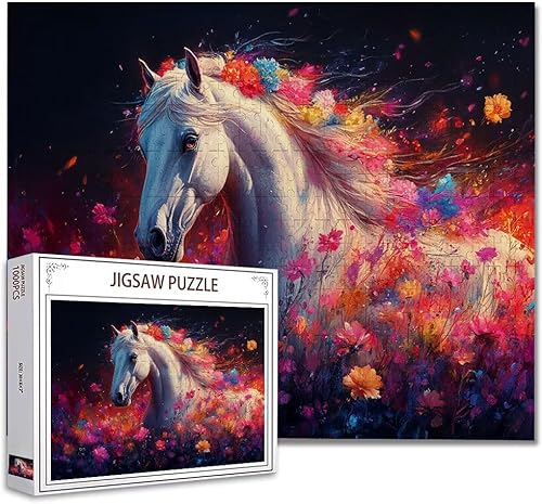 Puzzle 3000 Teile Farbe Pferd Puzzle Erwachsene Groß Panorama Klassische Schwerpuzzle PäDagogisches Spiel Herausforderung Impossible Kunstpuzzle, Compact Box Mit Poster Geschenke für Frauen/MäNner V-7 von Zhagynob