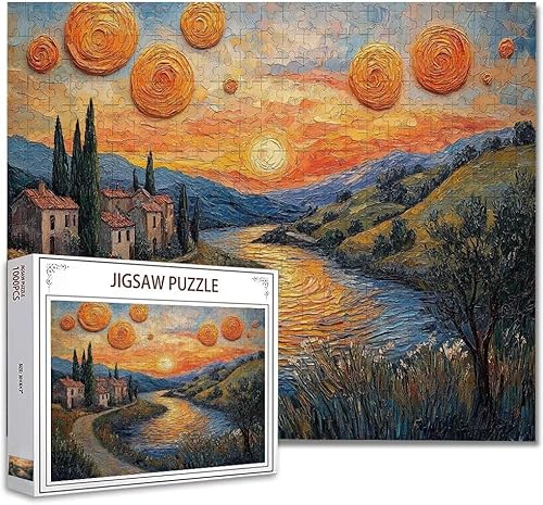 Puzzle 3000 Teile Landschaft Puzzle Erwachsene Groß Panorama, Klassische Schwerpuzzle PäDagogisches Spiel Herausforderung Impossible Kunstpuzzle, Compact Box Mit Poster Geschenke für Frauen/MäNner J-9 von Zhagynob