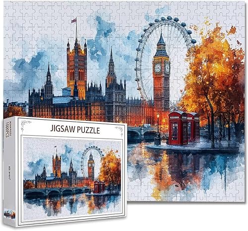 Puzzle 3000 Teile London Puzzle Erwachsene Groß Panorama, Klassische Schwerpuzzle PäDagogisches Spiel Herausforderung Impossible Kunstpuzzle, Compact Box Mit Poster Geschenke für Frauen/MäNner L-4 von Zhagynob