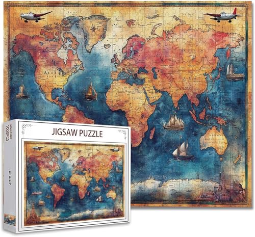 Puzzle 4000 Teile Weltkarte DIY Klassische Puzzle Erwachsene Holzpuzzle EIN Herausforderndes RäTsel Trainieren Gehirn Denken Compact Box Mit Poster, Puzzlespiele Die Ganze Familie 87.5x141.5cm H-3 von Zhagynob