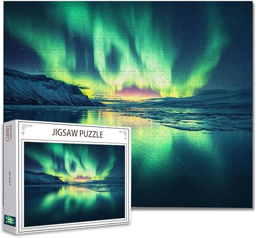 Puzzle 500 Teile Nordlicht Klassische Puzzle Erwachsene Holzpuzzle EIN Herausforderndes RäTsel Denken Trainieren Gehirn Stimulieren Compact Box Mit Poster, Puzzlespiele Die Ganze Familie 52x38cm H-8 von Zhagynob
