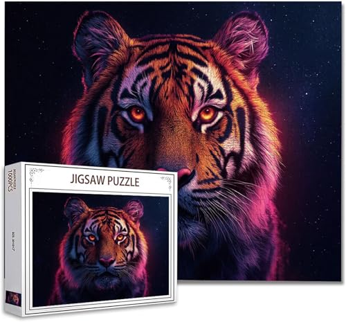 Puzzle 500 Teile Tiger Klassische Puzzle Erwachsene Holzpuzzle EIN Herausforderndes RäTsel Denken Trainieren Gehirn Stimulieren Compact Box Mit Poster Puzzlespiele für Die Ganze Familie 52x38cm H-2 von Zhagynob