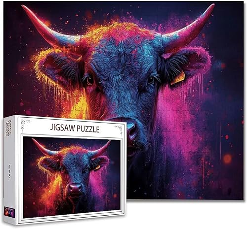 Puzzle 5000 Teile Farbe Tiere Puzzle Erwachsene Groß Panorama Klassische Schwerpuzzle PäDagogisches Spiel Herausforderung Impossible Kunstpuzzle, Compact Box Mit Poster Geschenke für Frauen/MäNner X-2 von Zhagynob