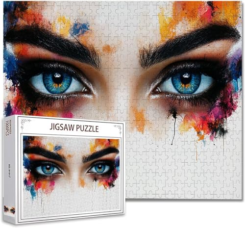Puzzle 5000 Teile Farbige Augen Puzzle Erwachsene Panorama Klassische Schwerpuzzle PäDagogisches Spiel Herausforderung Impossible Kunstpuzzle, Compact Box Mit Poster Geschenke für Frauen/MäNner V-0 von Zhagynob