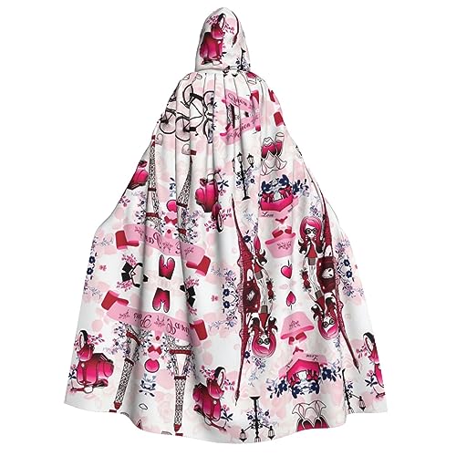 Paris Eiffelturm Frankreich Kapuzenumhang für Erwachsene - Cosplay Weihnachten Umhang Robe für Halloween, Ostern, Karneval, Partys, Maskerade von ZhanMg