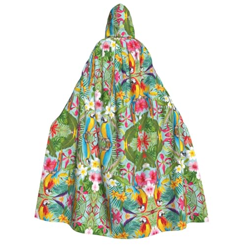 Tropische Pflanzen und Papageien Kapuzenumhang für Erwachsene - Cosplay Weihnachten Umhang Robe für Halloween, Ostern, Karneval, Partys, Maskerade von ZhanMg