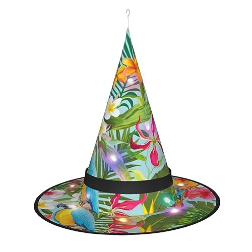 Tropische Pflanzen und Papageien Spitzer Hexenhut - Damen Halloween Kostüm Zubehör Party Maskerade und Cosplay Kleid Tropische Pflanzen und Papageien Spitzer Hexenhut - Damen Halloween Kostüm Zubehör Party Maskerade und Cosplay Kleid von ZhanMg