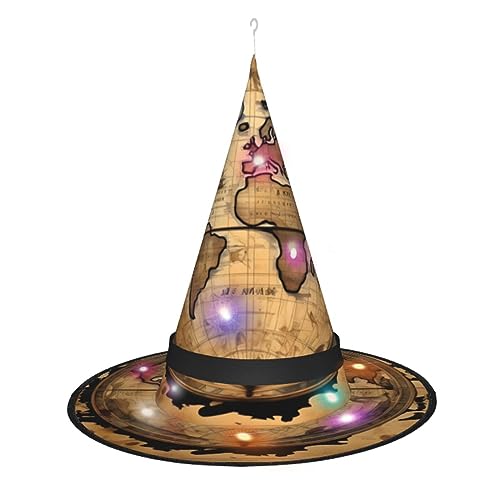 ZhanMg Ancient Map World Globe Spitzer Hexenhut - Damen Halloween Kostüm Zubehör Party Maskerade und Cosplay Kleid von ZhanMg