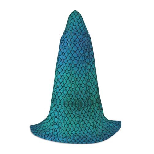 ZhanMg Blauer Fischschuppen-Umhang mit Kapuze, ideal für Cosplay, Halloween, Ostern, bequemer Umhang für Bühnenkostüme ZhanMg Blauer Fischschuppen-Umhang mit Kapuze, ideal für Cosplay, Halloween, Ostern, bequemer Umhang für Bühnenkostüme von ZhanMg