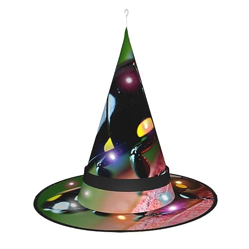 ZhanMg Bunte Marienkäfer spitzer Hexenhut – Halloween-Kostüm-Zubehör, Party-Maskerade und Cosplay-Kleid von ZhanMg
