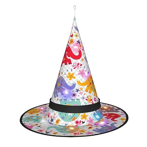 ZhanMg Bunter Elefanten-Hexenhut – Halloween-Kostüm-Zubehör, Party-Maskerade und Cosplay-Kleid für Damen ZhanMg Bunter Elefanten-Hexenhut – Halloween-Kostüm-Zubehör, Party-Maskerade und Cosplay-Kleid für Damen von ZhanMg