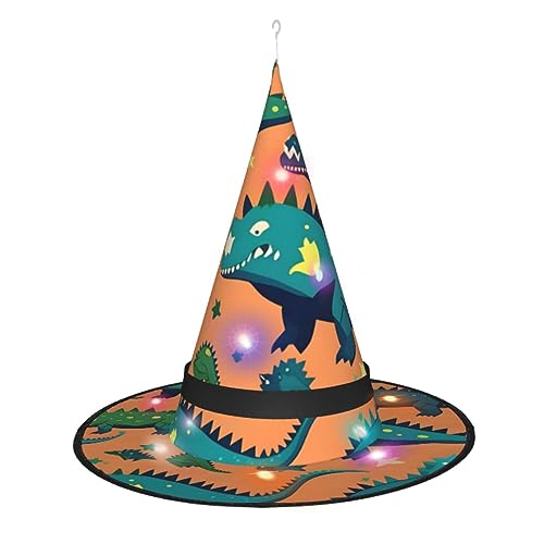 ZhanMg Dinosaurier Spitzer Hexenhut - Damen Halloween Kostüm Zubehör Party Maskerade Cosplay Kleid von ZhanMg