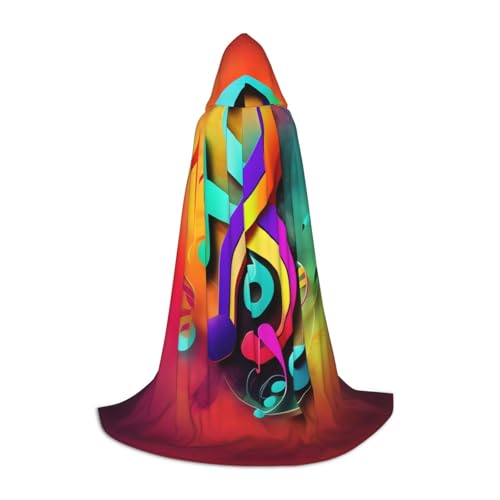 ZhanMg Farbenfroher Kapuzenumhang mit Musiknoten – ideal für Cosplay, Halloween, Ostern – bequemer Umhang für Bühnenkostüme ZhanMg Farbenfroher Kapuzenumhang mit Musiknoten – ideal für Cosplay, Halloween, Ostern – bequemer Umhang für Bühnenkostüme von ZhanMg