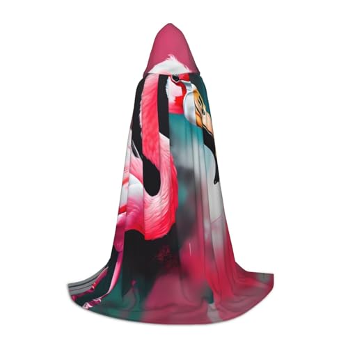 ZhanMg Gemäldeter Flamingo-Kapuzenumhang – ideal für Cosplay, Halloween, Ostern – bequemer Umhang Robe für Bühnenkostüme von ZhanMg