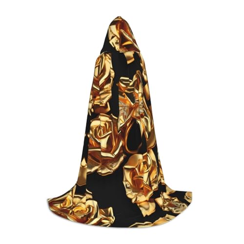 ZhanMg Kapuzenumhang mit goldenem Rosenmuster, ideal für Cosplay, Halloween, Ostern, bequemer Umhang für Bühnenkostüme ZhanMg Kapuzenumhang mit goldenem Rosenmuster, ideal für Cosplay, Halloween, Ostern, bequemer Umhang für Bühnenkostüme von ZhanMg