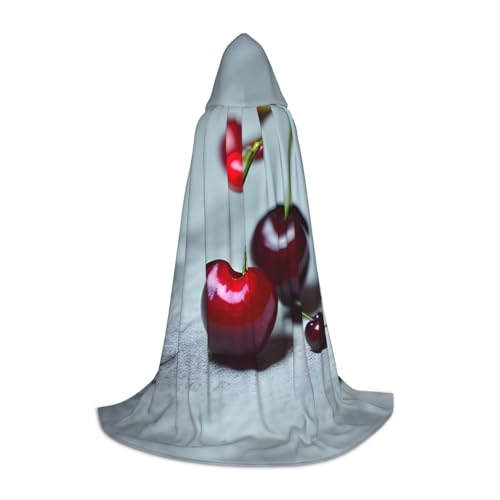 ZhanMg Kapuzenumhang mit rotem Kirschenmuster, ideal für Cosplay, Halloween, Ostern, bequemer Umhang für Bühnenkostüme ZhanMg Kapuzenumhang mit rotem Kirschenmuster, ideal für Cosplay, Halloween, Ostern, bequemer Umhang für Bühnenkostüme von ZhanMg