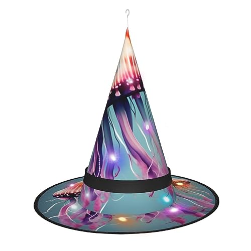 ZhanMg Quallen Spitzer Hexenhut - Damen Halloween Kostüm Zubehör Party Maskerade Cosplay Kleid von ZhanMg