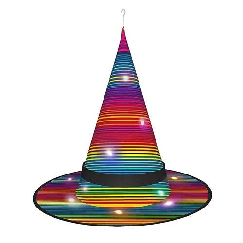 ZhanMg Regenbogenmuster Spitzer Hexenhut - Damen Halloween Kostüm Zubehör Party Maskerade Cosplay Kleid ZhanMg Regenbogenmuster Spitzer Hexenhut - Damen Halloween Kostüm Zubehör Party Maskerade Cosplay Kleid von ZhanMg