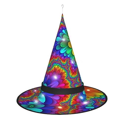 ZhanMg Spitzer Hexenhut in leuchtenden Farben – Halloween-Kostüm-Zubehör, Party-Maskerade und Cosplay-Kleid von ZhanMg