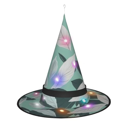ZhanMg Spitzer Hexenhut mit Blättern, Minzgrau, Halloween-Kostüm-Zubehör, Party-Maskerade und Cosplay-Kleid von ZhanMg