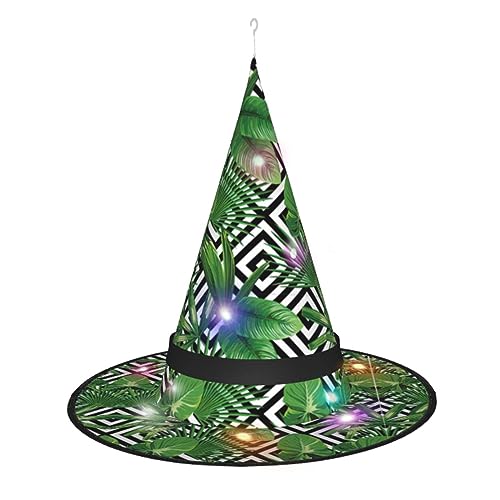 ZhanMg Tropische Blätter Spitzer Hexenhut - Damen Halloween Kostüm Zubehör Party Maskerade und Cosplay Kleid von ZhanMg