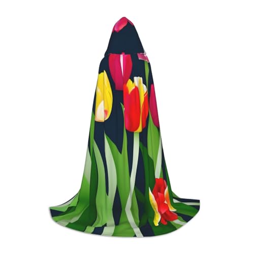 ZhanMg Umhang mit buntem Tulpenmuster, ideal für Cosplay, Halloween, Ostern, bequemer Umhang für Bühnenkostüme ZhanMg Umhang mit buntem Tulpenmuster, ideal für Cosplay, Halloween, Ostern, bequemer Umhang für Bühnenkostüme von ZhanMg