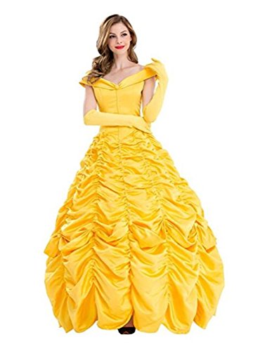 Zhangjianwangluokeji Damen Kleid Golden Cosplay Erwachsene Halloween Fasching Kostüm (M) von Zhangjianwangluokeji